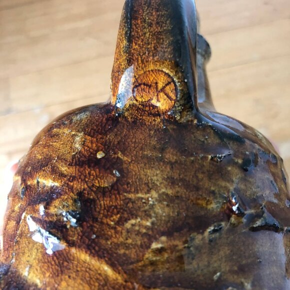 Vintage CK Art Pottery Ceramic Brown Moonshine Whiskey Jug 5 2/3" H - Picture 3 of 8